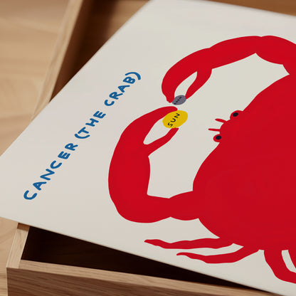 Cancer The Crab Zodiac. David Shrigley Print. David Shrigley Signs of the Zodiac. Shrigley Crab. Living Room Wall Art. Quote Wall Art Poster