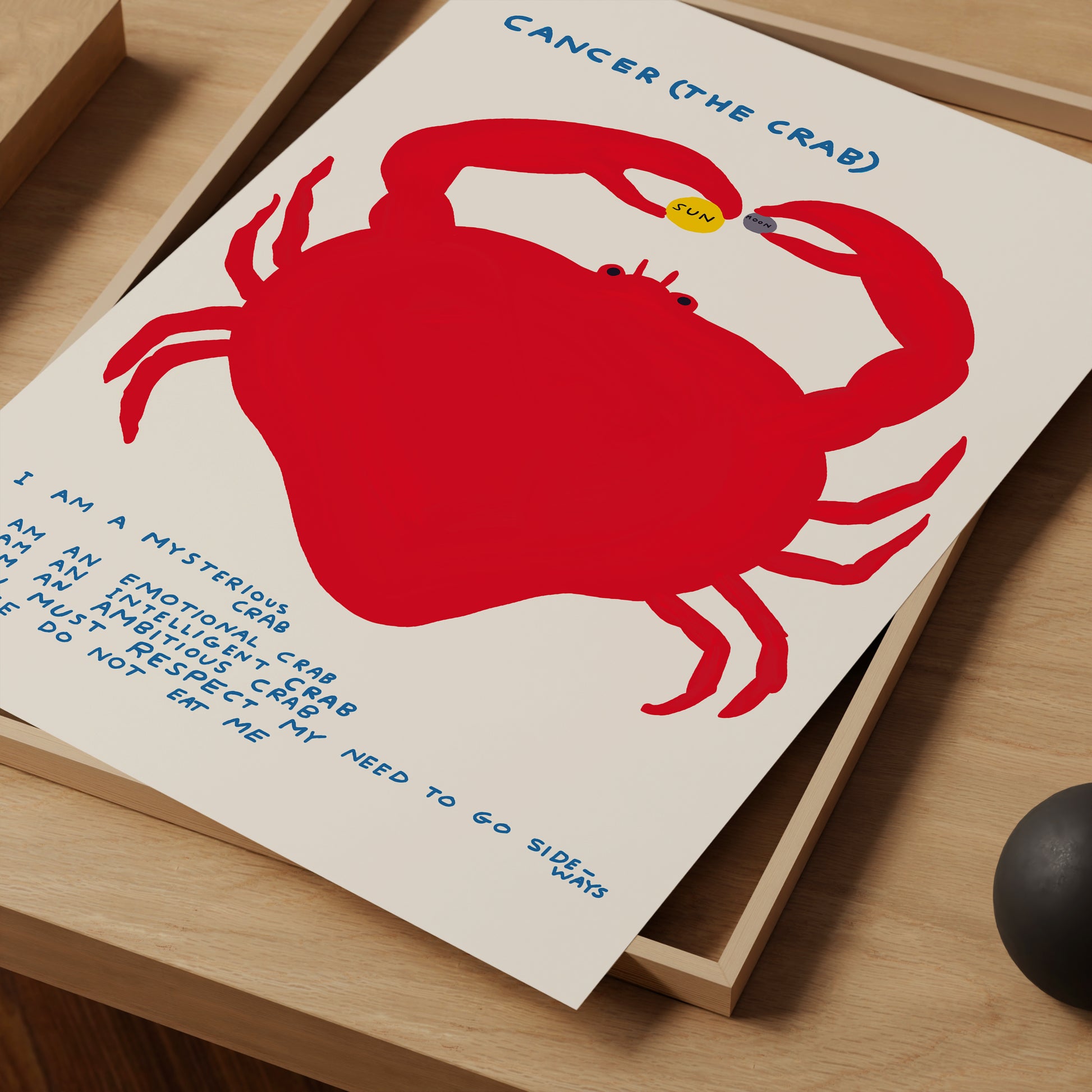 Cancer The Crab Zodiac. David Shrigley Print. David Shrigley Signs of the Zodiac. Shrigley Crab. Living Room Wall Art. Quote Wall Art Poster