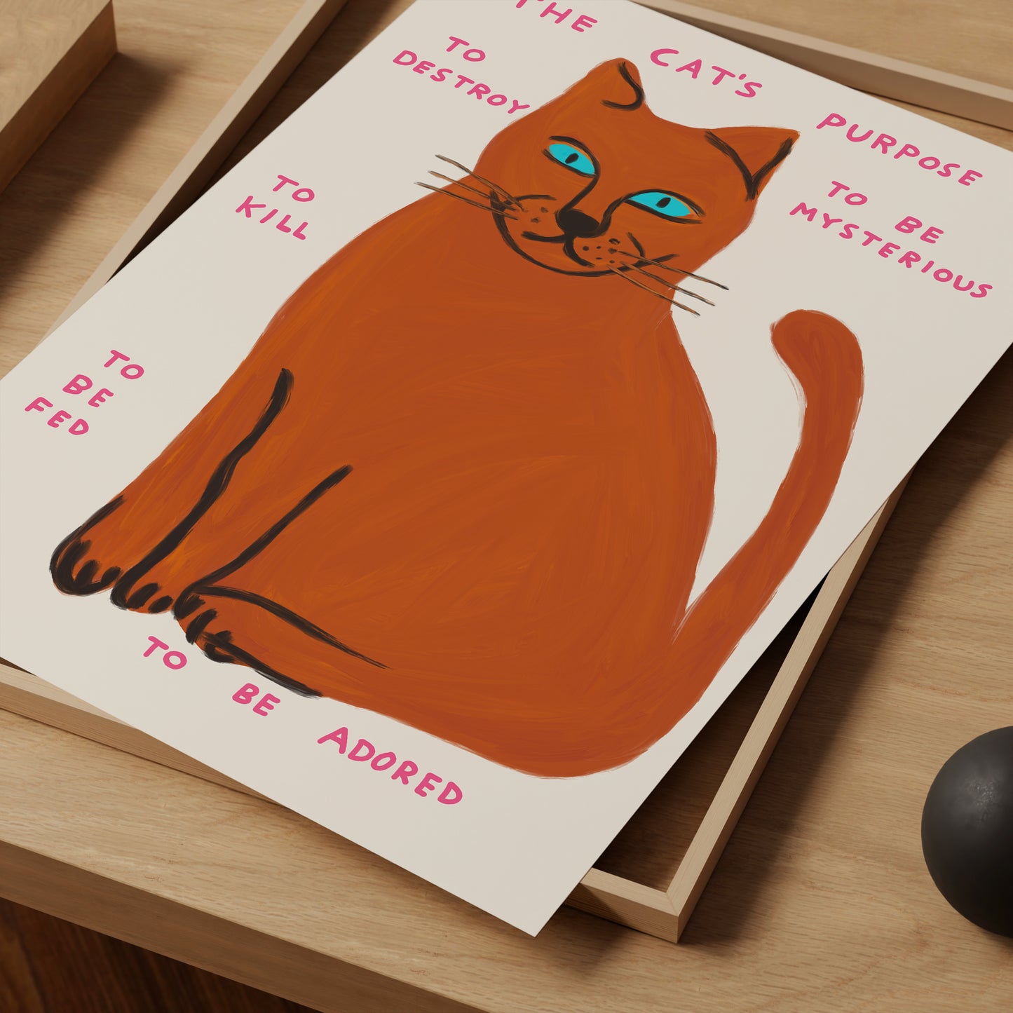 The Cat's Purpose Poster. To Destroy To Be Mysterious. David Shrigley Cat Print. Funny Quote Wall Art. Cat Poster Print. Contemporary Art