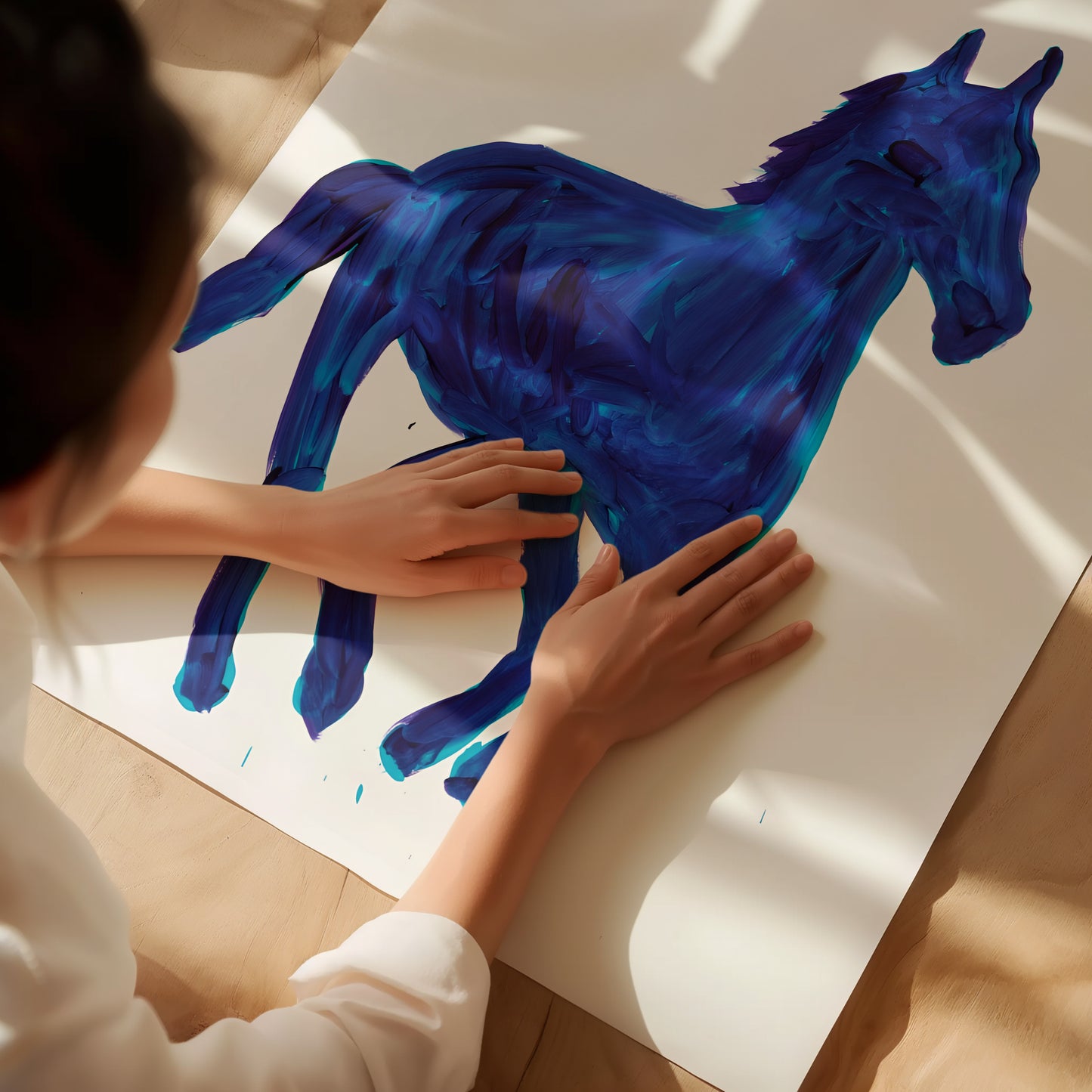Life Is Very Good David Shrigley Horse Art Print. David Shrigley Blue Horse Poster. Horse Quote Wall Art