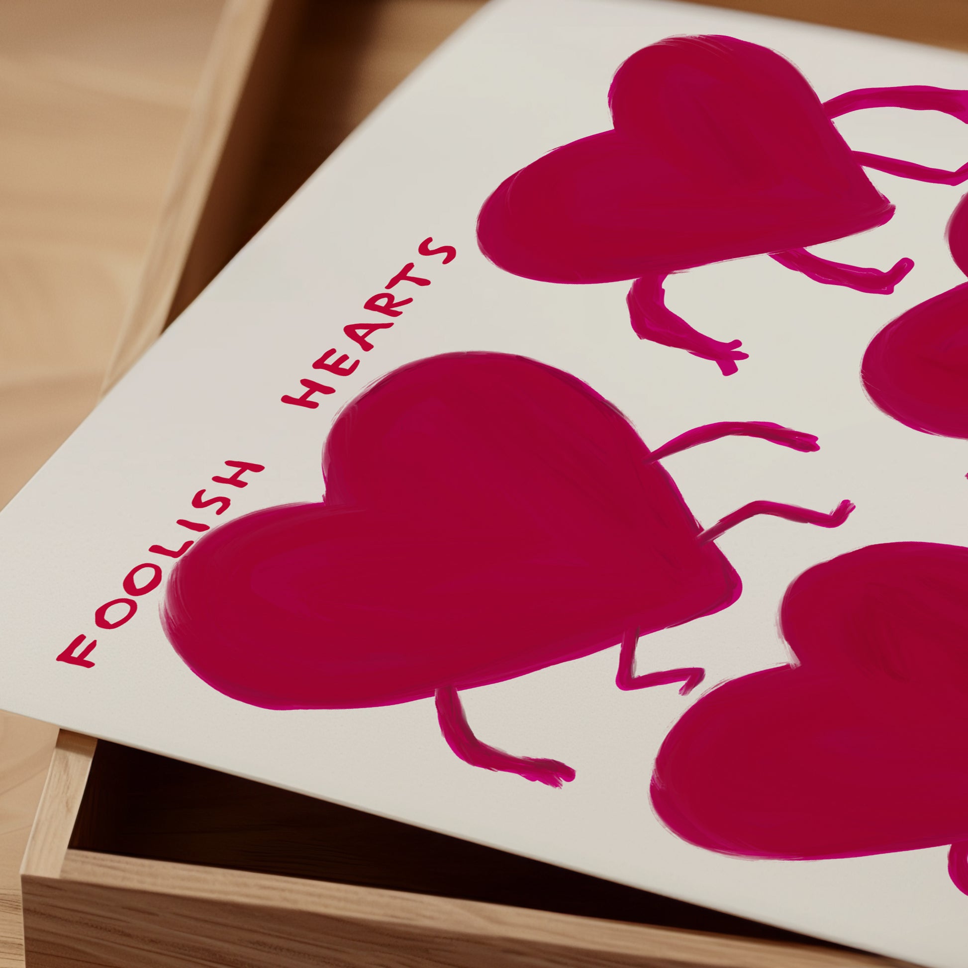 David Shrigley Foolish Hearts. Contemporary Art. Shrigley Hearts. Living Room Wall Art. Funky Art. Quote Wall Art. Funny Heart Wall Art