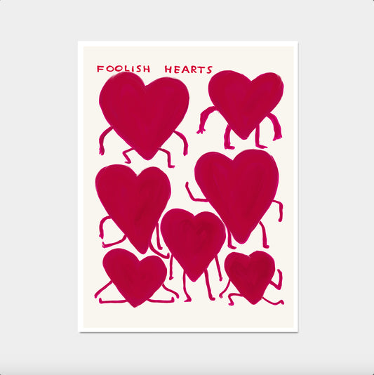David Shrigley Foolish Hearts. Contemporary Art. Shrigley Hearts. Living Room Wall Art. Funky Art. Quote Wall Art. Funny Heart Wall Art