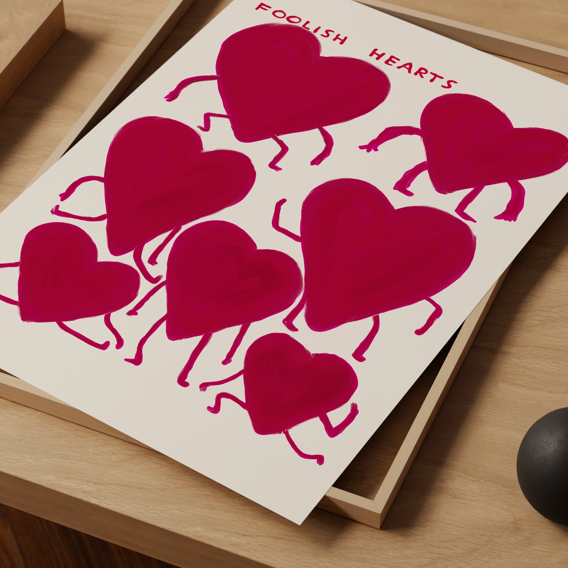 David Shrigley Foolish Hearts. Contemporary Art. Shrigley Hearts. Living Room Wall Art. Funky Art. Quote Wall Art. Funny Heart Wall Art