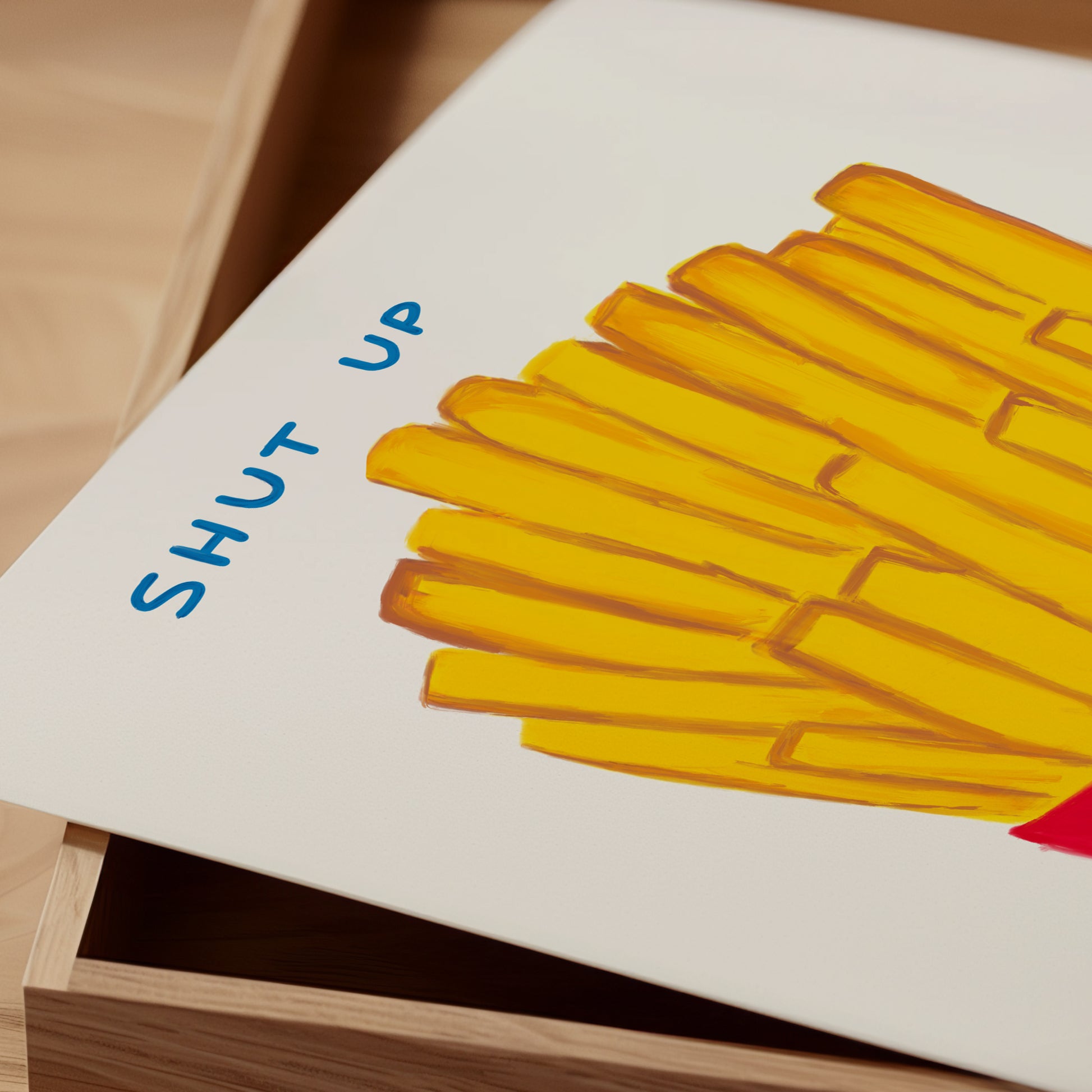 Shut Up And Eat Your Fries Poster. David Shrigley Print. Contemporary Art. Funny Quotes Wall Art. Shrigley Fries. Kitchen Wall Decor