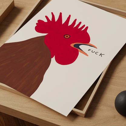 David Shrigley. Fuck Chicken. Contemporary Painting. Shrigley Chicken. Funny Quotes Wall Art. Shrigley Art Print. Living Room Art