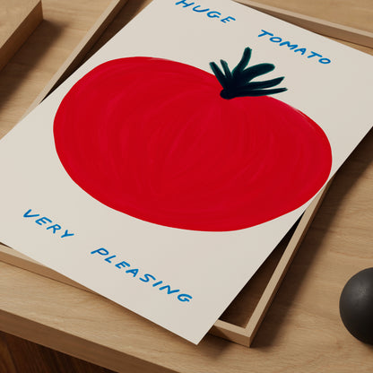 David Shrigley Print. Huge Tomato, Very Pleasing. Food Poster. Shrigley Tomato. Trending Poster. Funky Kitchen Wall Art. Kitchen Wall Decor