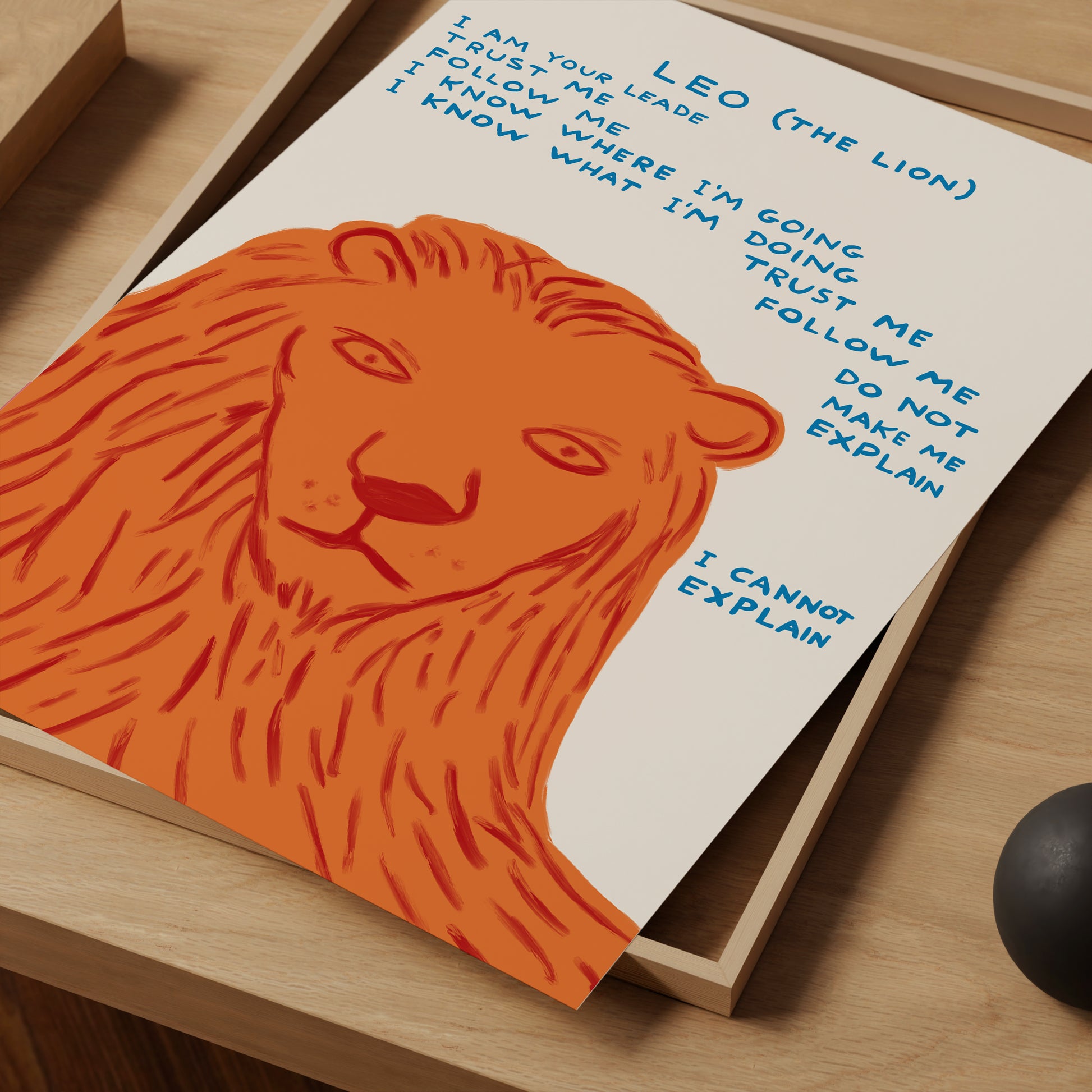David Shrigley Print. Leo the Lion Zodiac. Signs of the Zodiac.  Contemporary Wall Art. Zodiac Print. Shrigley Leo Print. Living Room Art