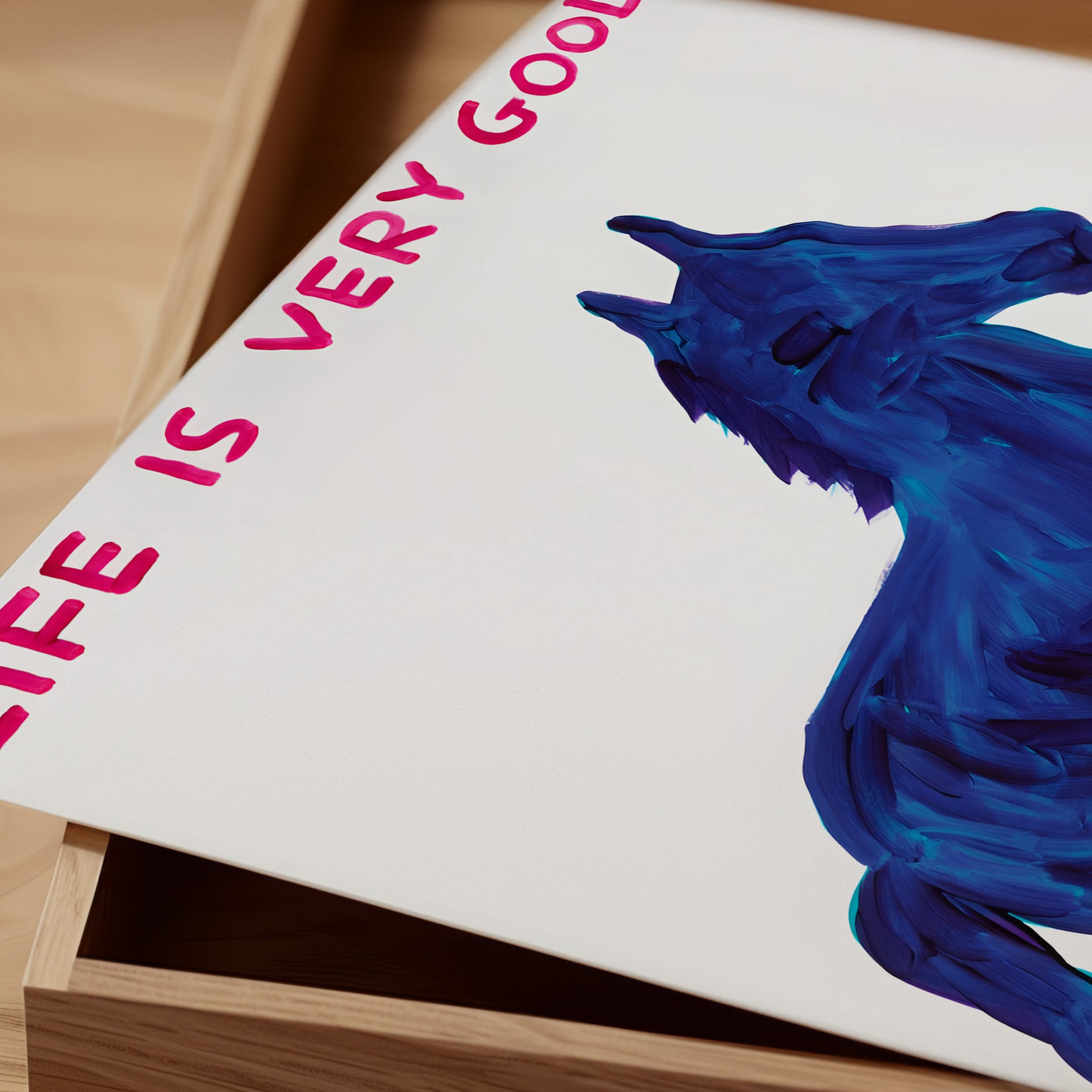 Life Is Very Good David Shrigley Horse Art Print. David Shrigley Blue Horse Poster. Horse Quote Wall Art