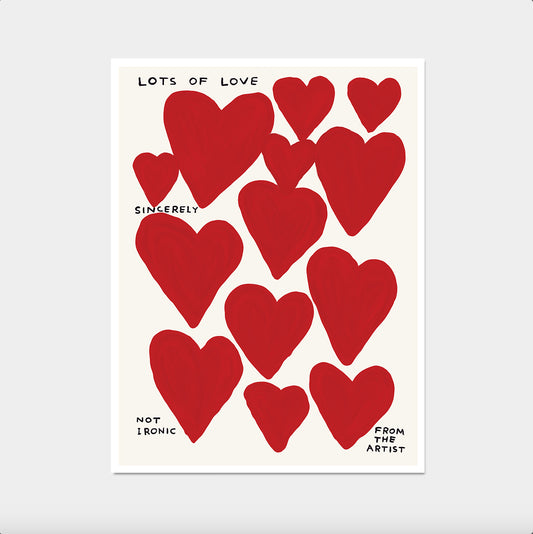 David Shrigley Print. Lots of Love. Funky Quote Wall Art. Contemporary Art. David Shirley Hearts. David Shrigley Art Print. Love Hearts