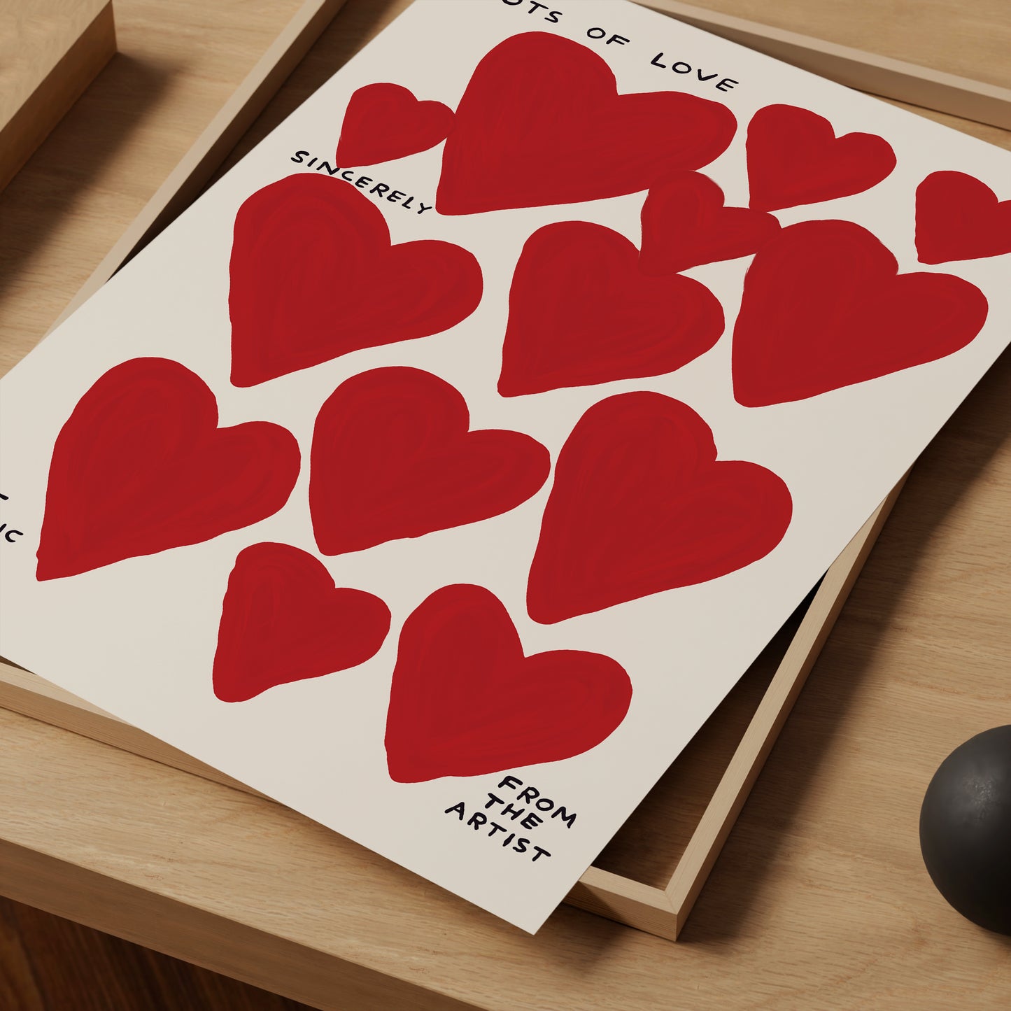 David Shrigley Print. Lots of Love. Funky Quote Wall Art. Contemporary Art. David Shirley Hearts. David Shrigley Art Print. Love Hearts