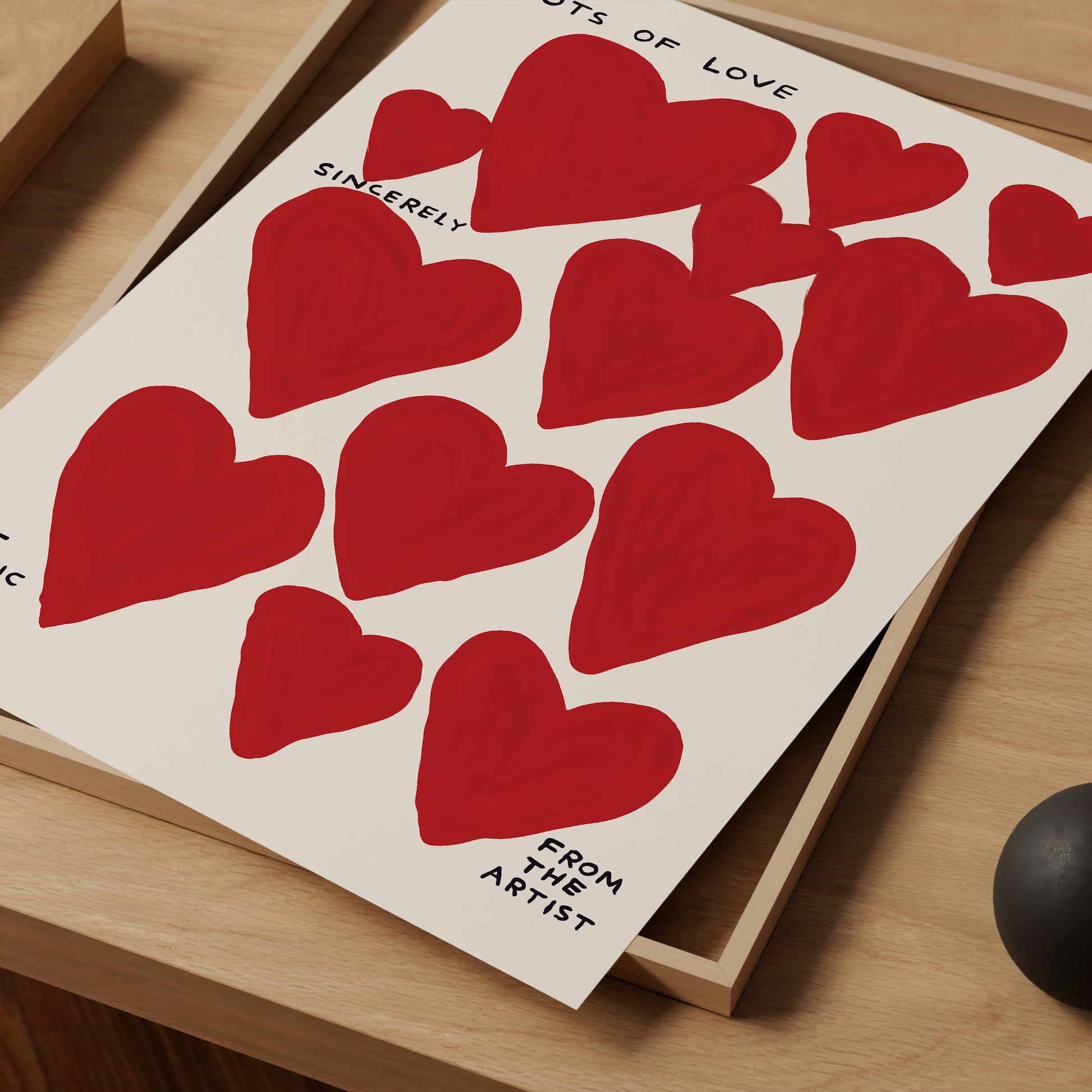 David Shrigley Print. Lots of Love. Funky Quote Wall Art. Contemporary Art. David Shirley Hearts. David Shrigley Art Print. Love Hearts