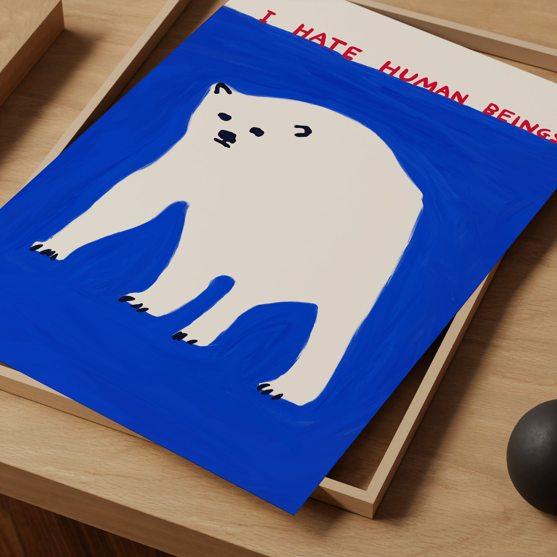 David Shrigley Print. I Hate Human Beings. Shrigley Polar Bear. Art Print. Contemporary Print. Funny Quotes Poster. Trending Wall Art