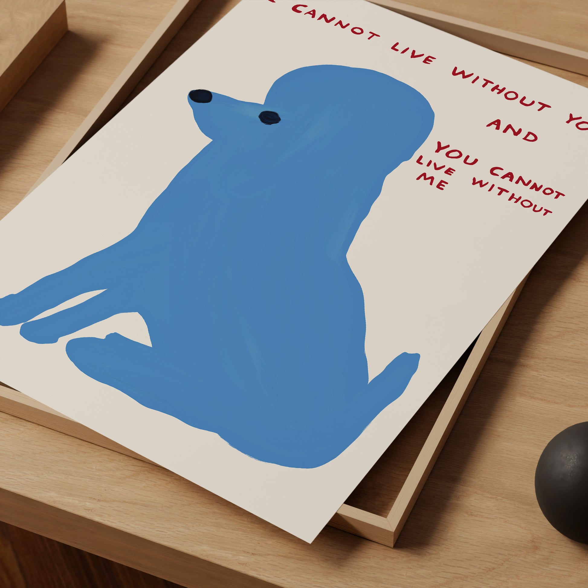 David Shrigley Poodle. I Cannot Live Without You Poster. David Shrigley Blue Poodle Print. Trending Dog Poster. Funky Living Room Wall Art