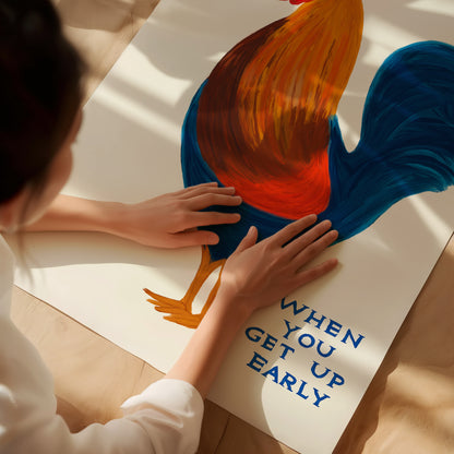 David Shrigley Rooster. It's A Long Day When You Get Up Early. Shrigley Rooster. David Shrigley Poster. Funny Rooster Quote Wall Art