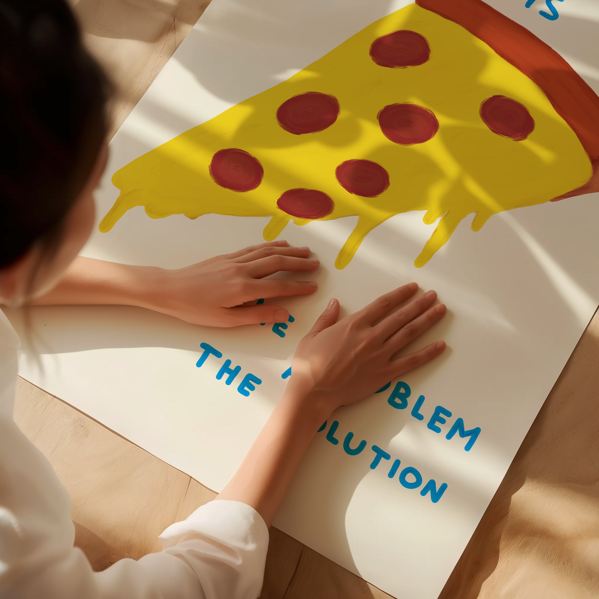 David Shrigley Pizza. Pizza Is The Problem And The Solution. Shrigley Pizza Poster. Quote Wall Art. Kitchen Wall Decor. Funky Poster Print