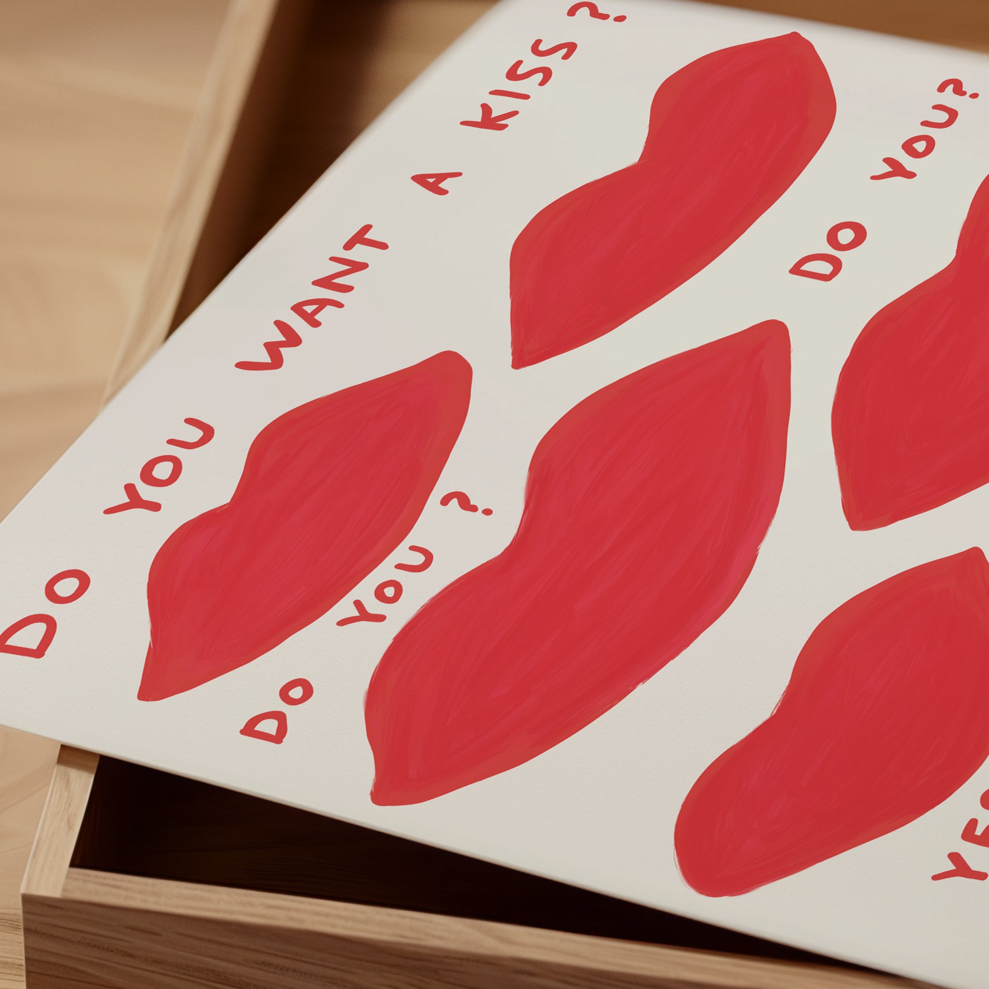 David Shrigley. Do You Want a Kiss. Lips Art Print.Shrigley Lips. Quote Wall Art. Living Room Wall Art. Modern Contemporary Wall Art