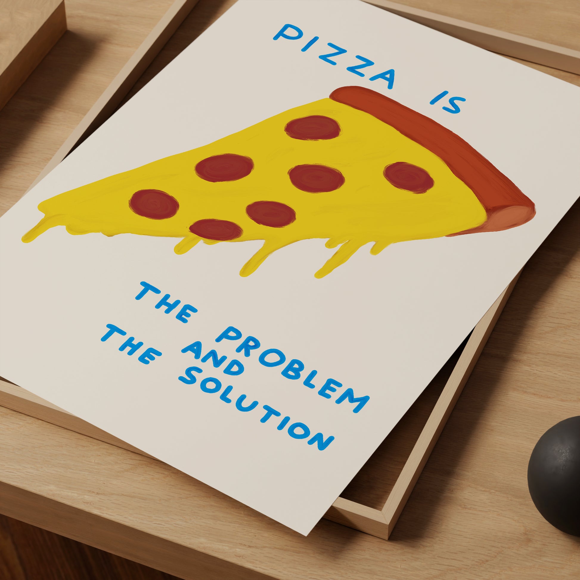 David Shrigley Pizza. Pizza Is The Problem And The Solution. Shrigley Pizza Poster. Quote Wall Art. Kitchen Wall Decor. Funky Poster Print