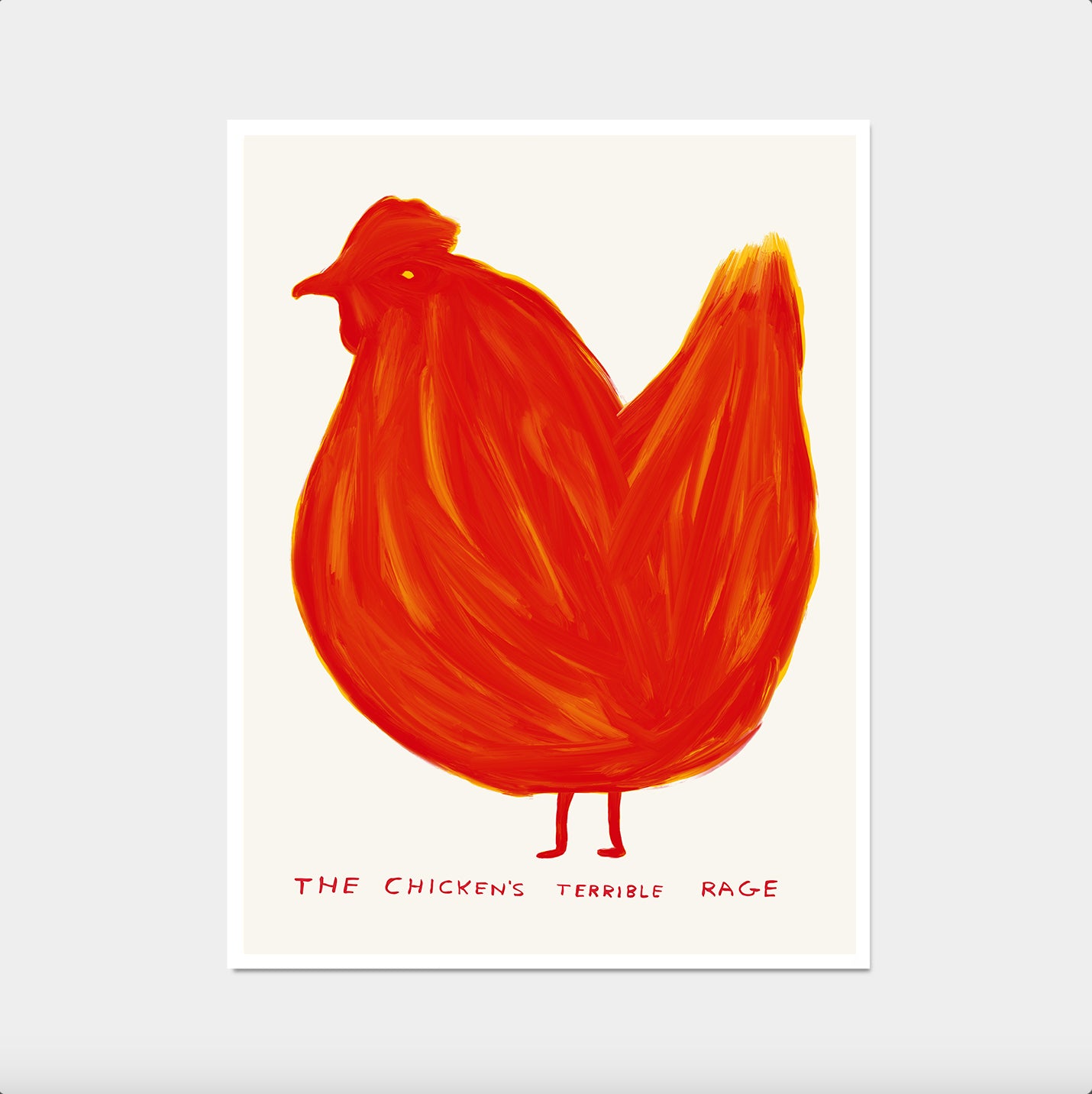 David Shrigley Print. The Chicken's Terrible Rage. David Shrigley Poster. Shrigley Chicken. Funny Chicken Poster. Funky Living Room Wall Art