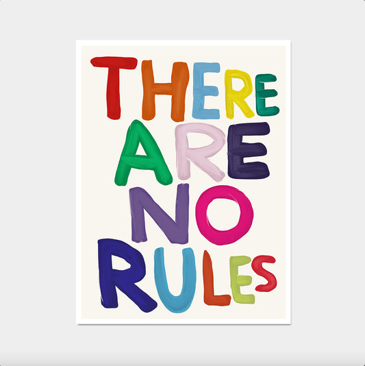 David Shrigley. There Are No Rules. Vibrant Colorful Wall Art. Funny Quote Wall Art. Contemporary Art. Shrigley Quote . Living Room Wall Art