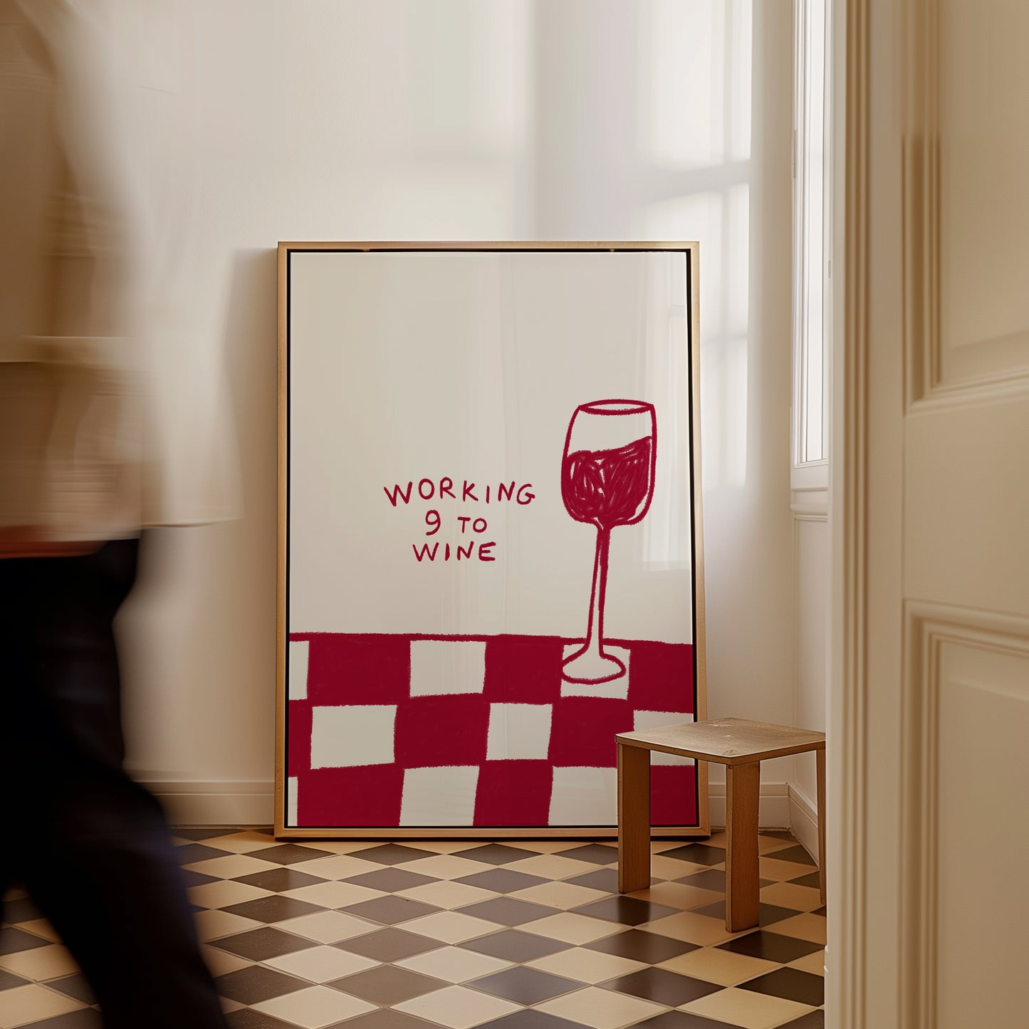Working 9 To Wine Poster Print. Funny Kitchen Quote Wall Art. Wine Poster. Contemporary Art. Dining Room Wall Decor. Kitchen Wall Decor